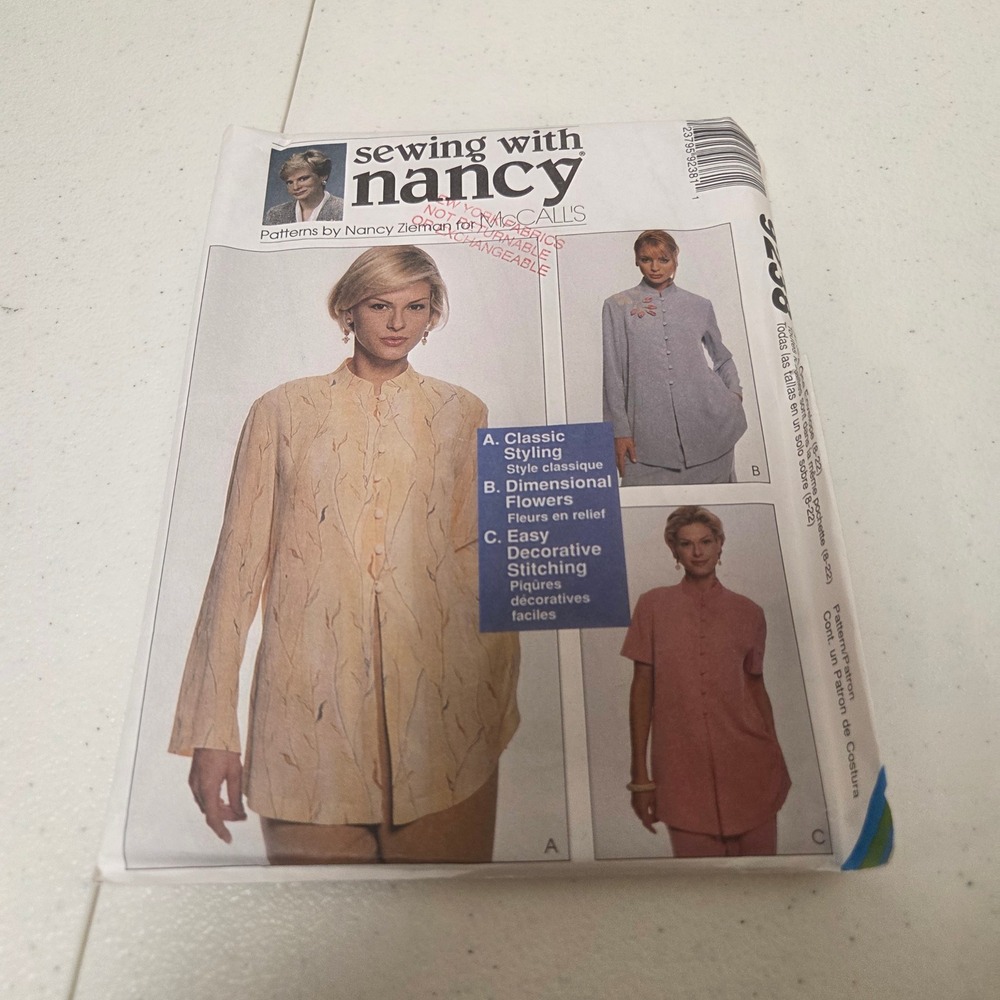 McCalls 9238 Nancy Zieman Misses Top Tunic Sewing Pattern Size S-XL 8-22 1998